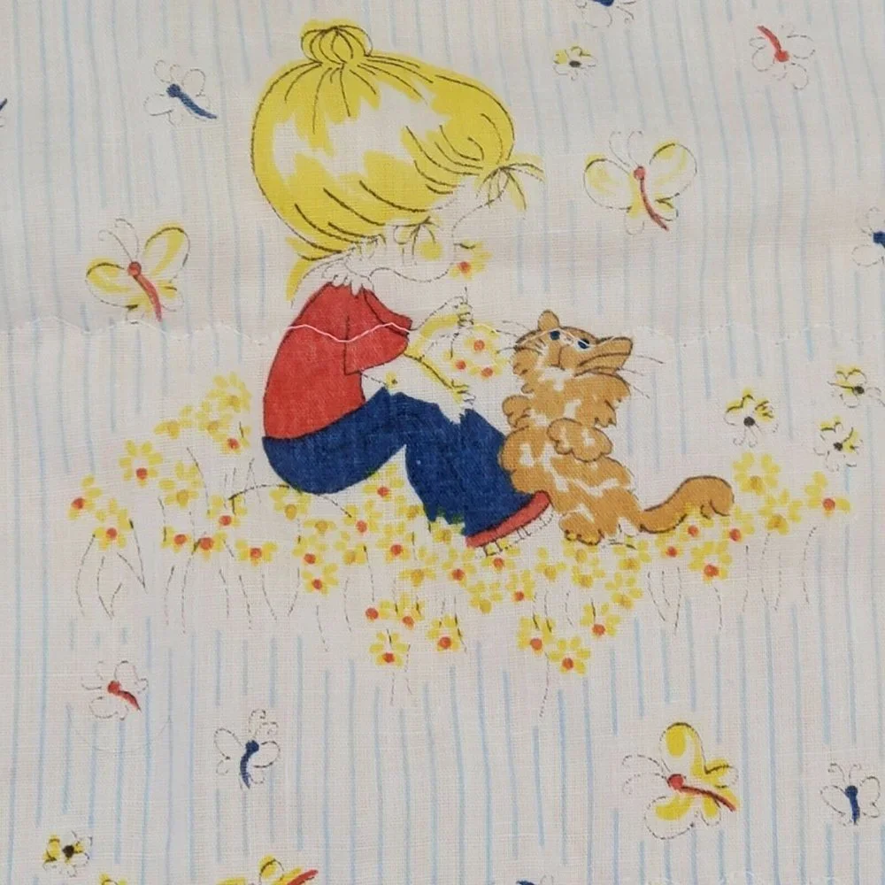Vintage Baby Bassinet‎ Comforter Blanket Blonde Gir